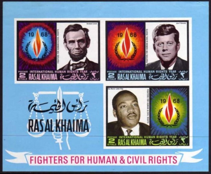Ras al Khaima 1968 Human Rights Souvenir Sheet