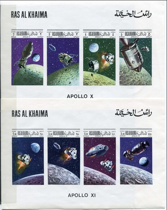 Ras al Khaima 1969 Apollo Flights (Apollo X and XI 1st issue) Deluxe Sheetlets