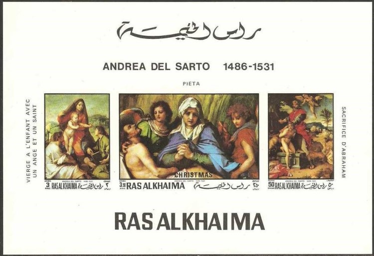 Ras al Khaima 1970 Christmas Paintings by Andrea Del Sarto Deluxe Sheetlet