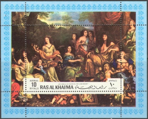 Ras al Khaima 1970 French History Family of Divinities Souvenir Sheet