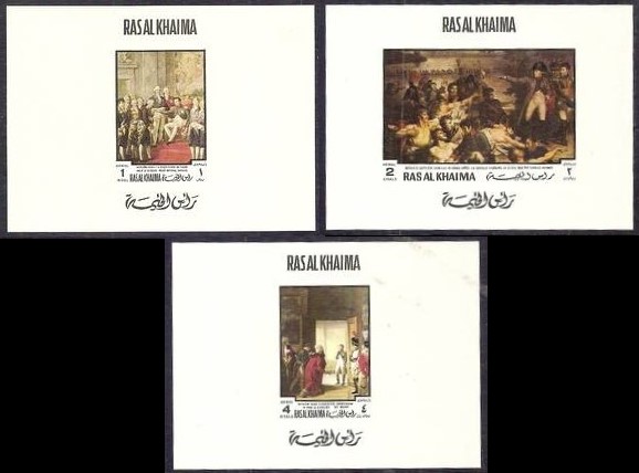 Ras al Khaima 1970 French History Napoleon Battle of Essling Deluxe Sheetlet Set with White Background