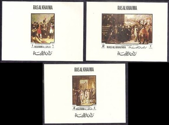 Ras al Khaima 1970 French History Napoleon in Madrid Deluxe Sheetlet Set with White Background