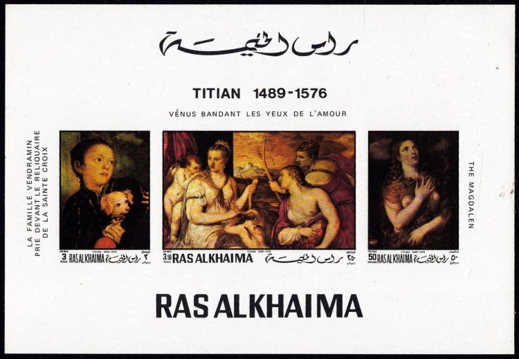 Ras al Khaima 1970 Paintings of Famous Masters Titian Deluxe Sheetlet