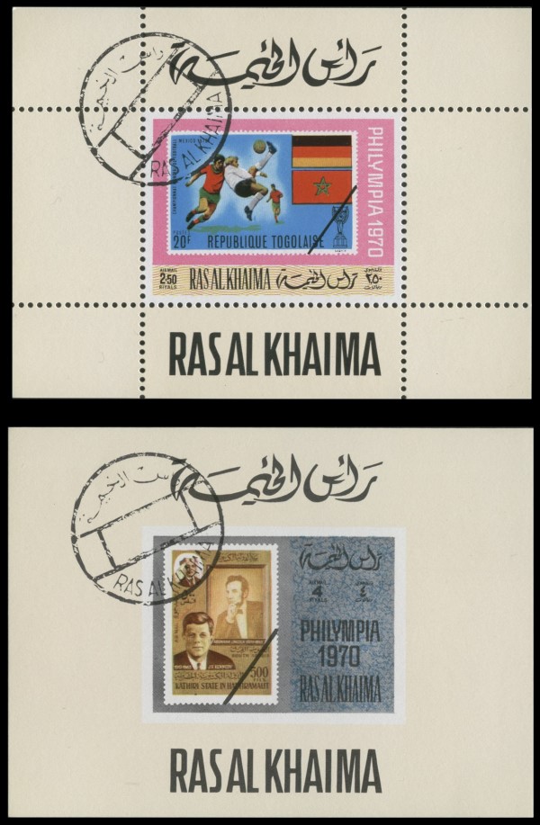 Ras al Khaima 1970 PHILYMPIA (London) Deluxe Sheetlet Examples