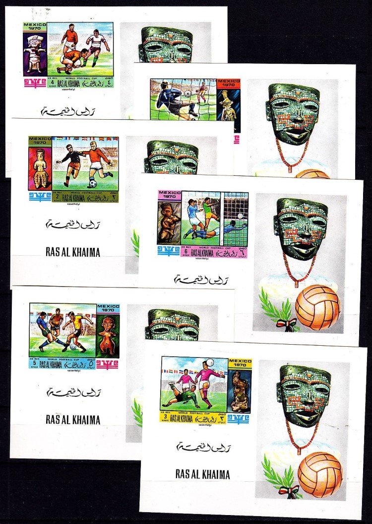 Ras al Khaima 1970 World Soccer Cup Deluxe Sheetlet Set