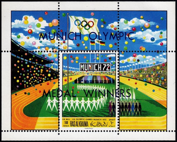 Ras al Khaima 1970 Olympic Games (Munich 1972) Overprinted Souvenir Sheet