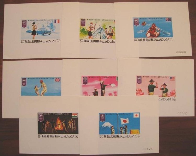 Ras al Khaima 1971 World Scouts Jamboree Deluxe Sheetlet Set with White Background and Numbered