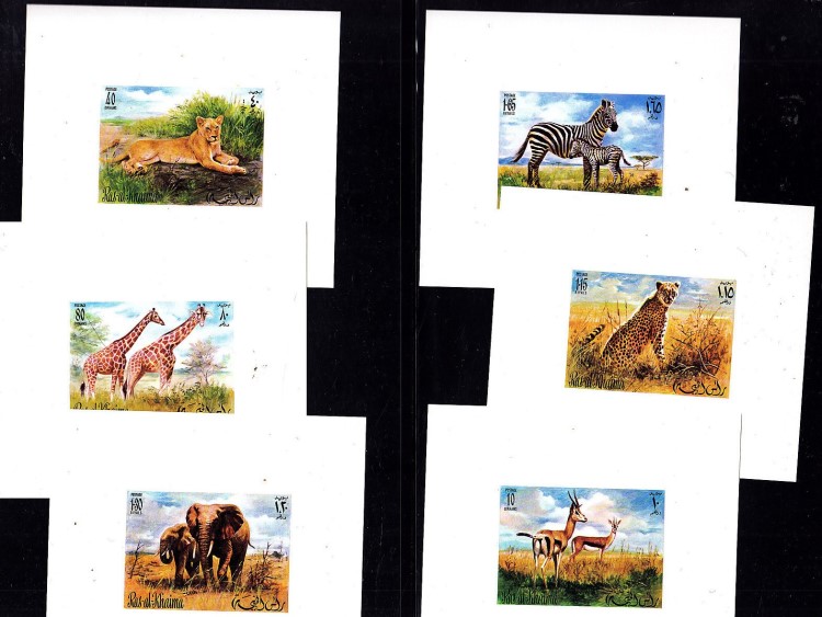 Ras al Khaima 1972 Wild African Animals Deluxe Sheetlet Set with White Background