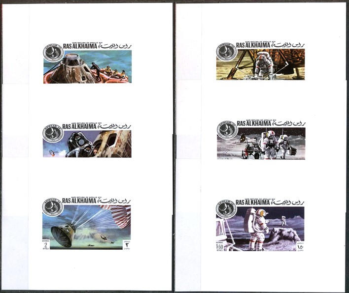 Ras al Khaima 1972 Safe Return of Apollo 14 Deluxe Sheetlet Set with White Background