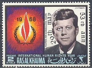 Ras al Khaima 1972 53rd Anniversary of the Birth of John F. Kennedy Overprinted Stamp