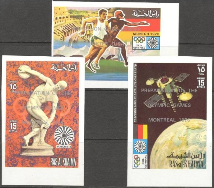 Ras al Khaima 1972 Olympic Games Overprinted Michel 785-7 Stamps