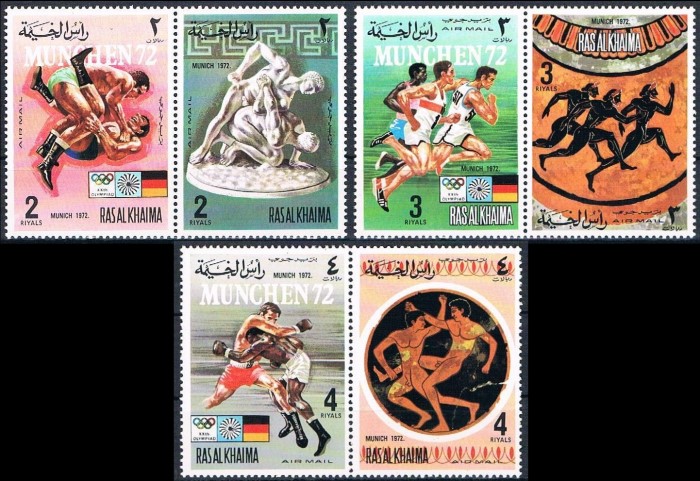 Ras al Khaima 1972 Olympic Games Old & New Sports (1st issue) Stamp Pairs