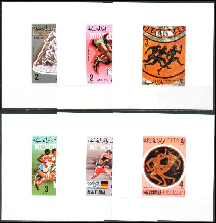 Ras al Khaima 1972 Olympic Games Old & New Sports (1st issue) Deluxe Sheetlet Set with White Background