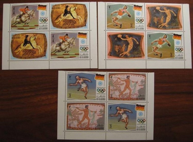 Ras al Khaima 1972 Olympic Games Old & New Sports (2nd issue) Part Panes of 10