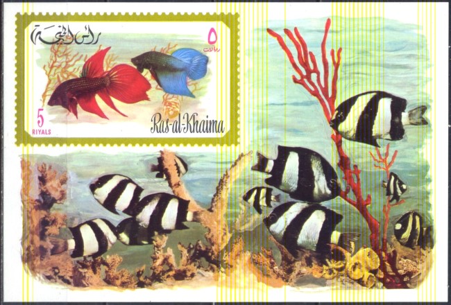 Ras al Khaima 1972 Tropical Fish Souvenir Sheet