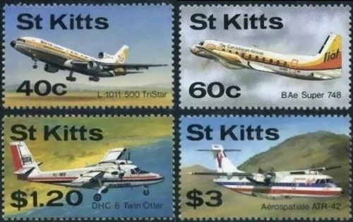 1987 Aircraft Visiting Saint Kitts Stamps