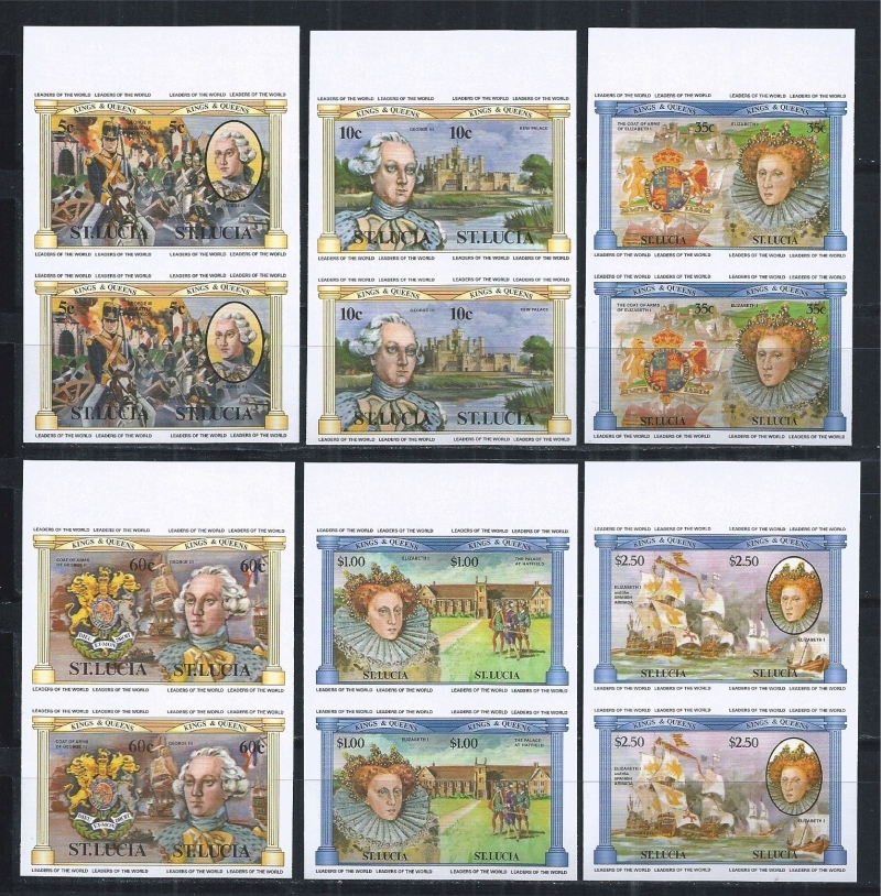Saint Lucia 1984 Leaders of the World British Monarchs Imperforate Stamp Forgery Set Sold on eBay