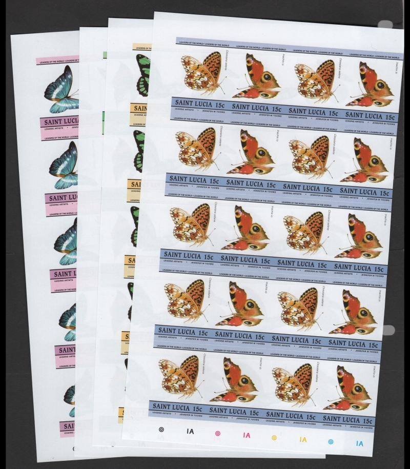 Saint Lucia 1985 Butterflies Imperforate Forgery Sets sold by armi777