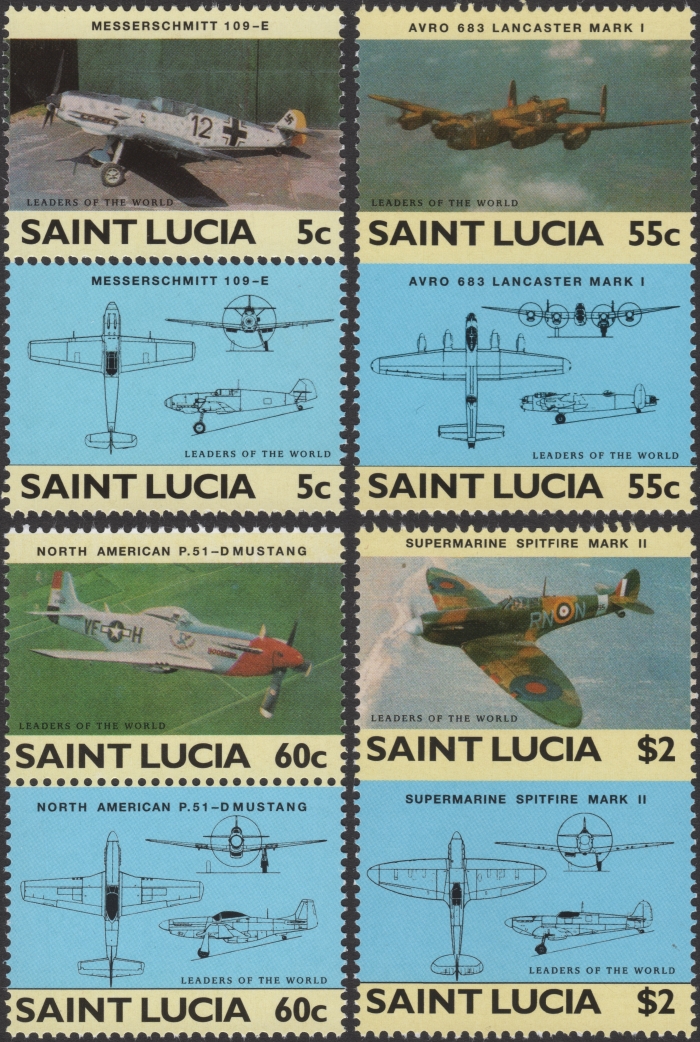 Saint Lucia 1985 Leaders of the World Military Aircraft Forgery Set