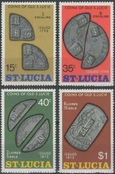 1974 Coins of Old St. Lucia Stamps