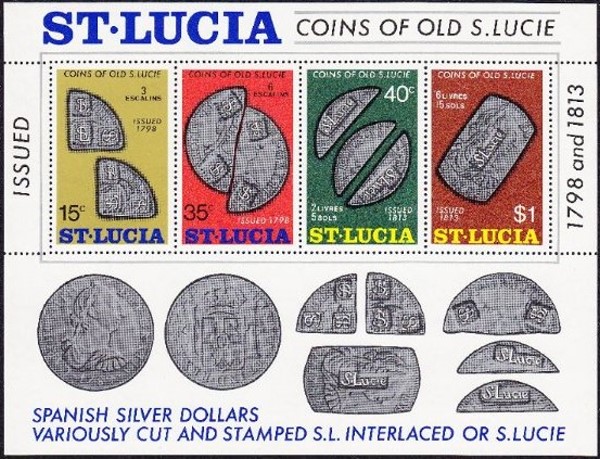1974 Coins of Old St. Lucia Souvenir Sheet