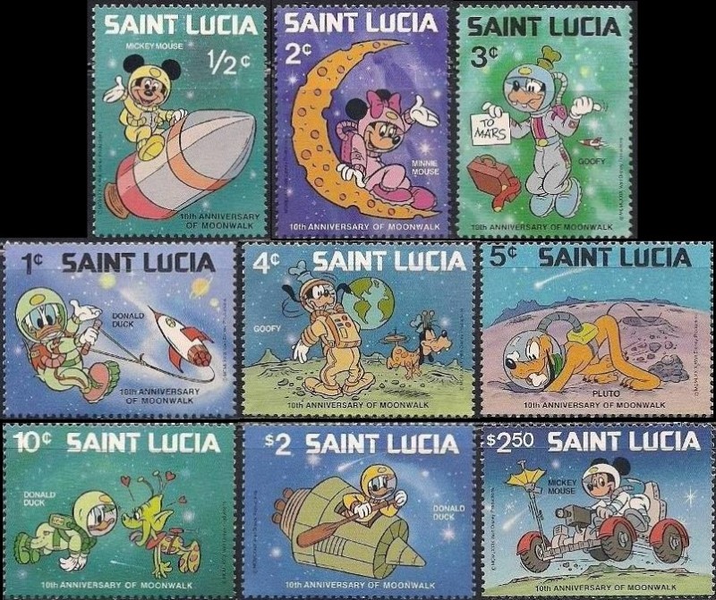 1980 Disney Moon Landing Stamps