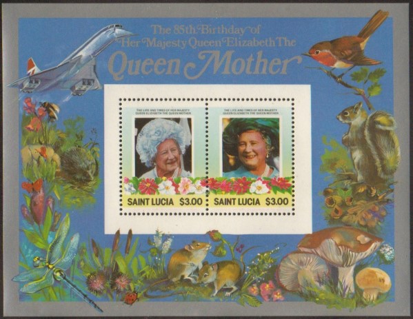 1985 Leaders of the World Life and Times of Queen Elizabeth, The Queen Mother Restricted Printing $3.00 Souvenir Sheet