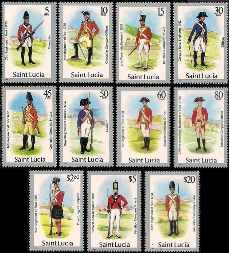 1987 Unwatermarked Military Uniforms Stamps