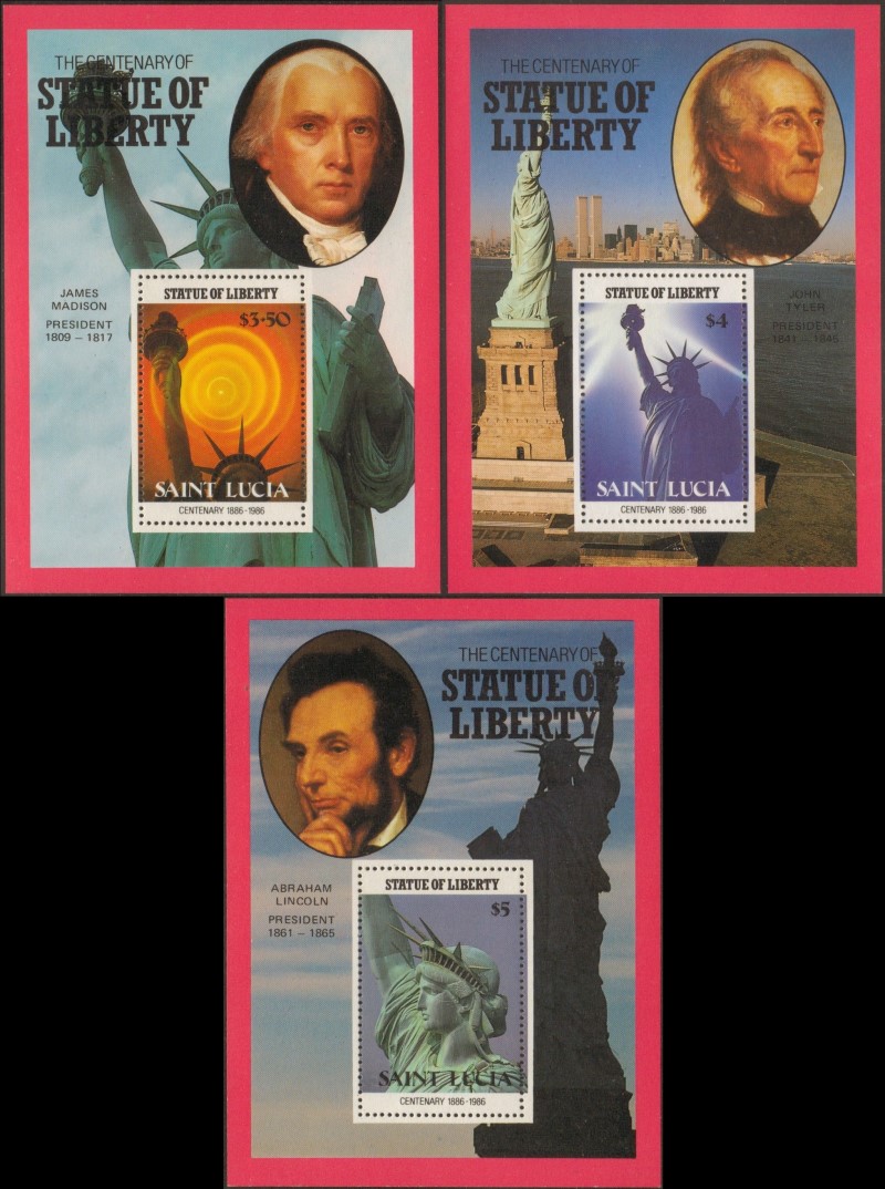 1987 Statue of Liberty Unissued Souvenir Sheets with Red Borders
