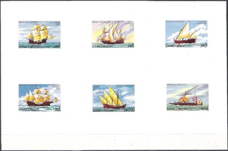 1979 Saint Thomas and Prince Islands History of Navigation, Ships Deluxe Sheetlet Set