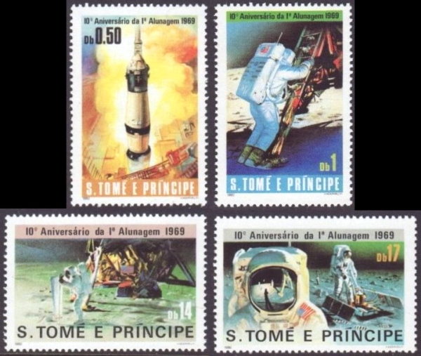 1980 Saint Thomas and Prince Islands 10th Anniversary of the Apollo 11 Moon Landing Stamps