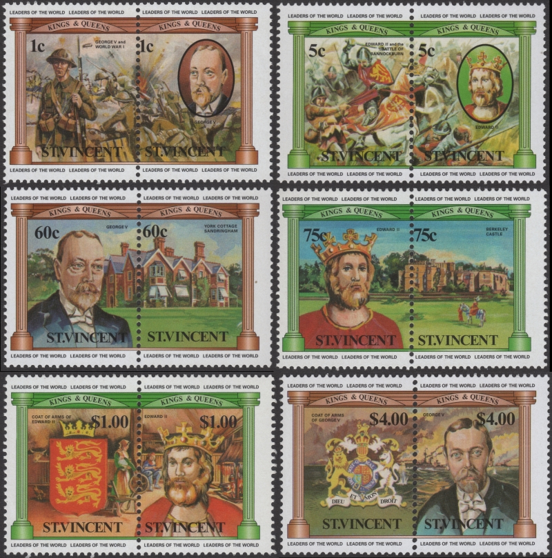 Saint Vincent 1984 Leaders of the World British Monarchs Stamp Forgery Set