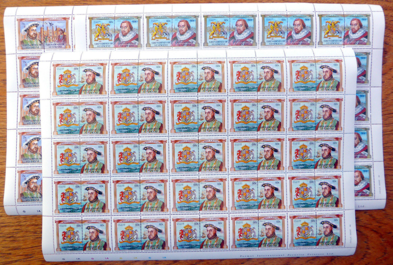 Saint Vincent 1984 Leaders of the World British Monarchs Perforated Stamp Pane Genuine Set Sold on eBay