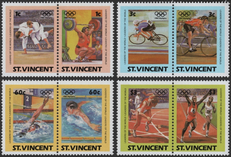 Saint Vincent 1984 Leaders of the World Summer Olympic Games Stamp Forgery Set