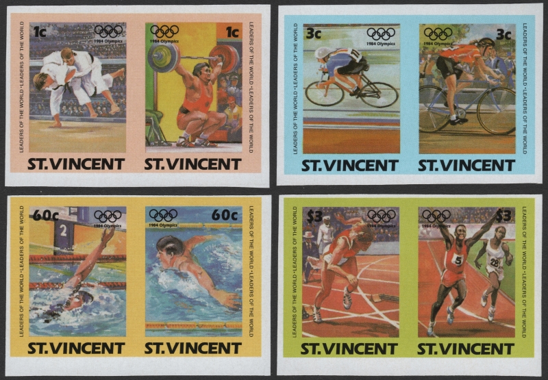 Saint Vincent 1984 Leaders of the World Summer Olympic Games Imperforate Stamp Forgery Set
