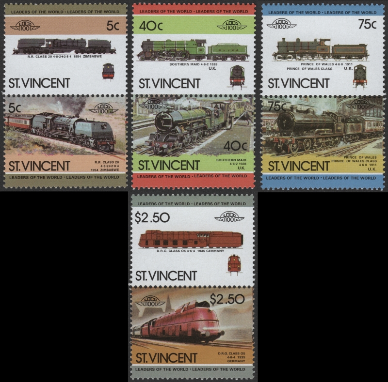 Saint Vincent 1984 Leaders of the World Locomotives 3rd Series Forgery Set