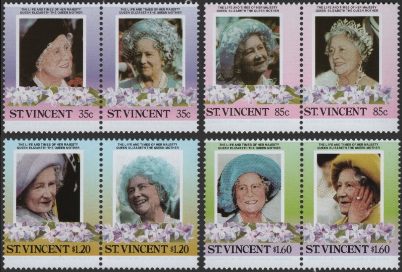Saint Vincent 1985 Queen Elizabeth 85th Birthday Stamp Forgery Set