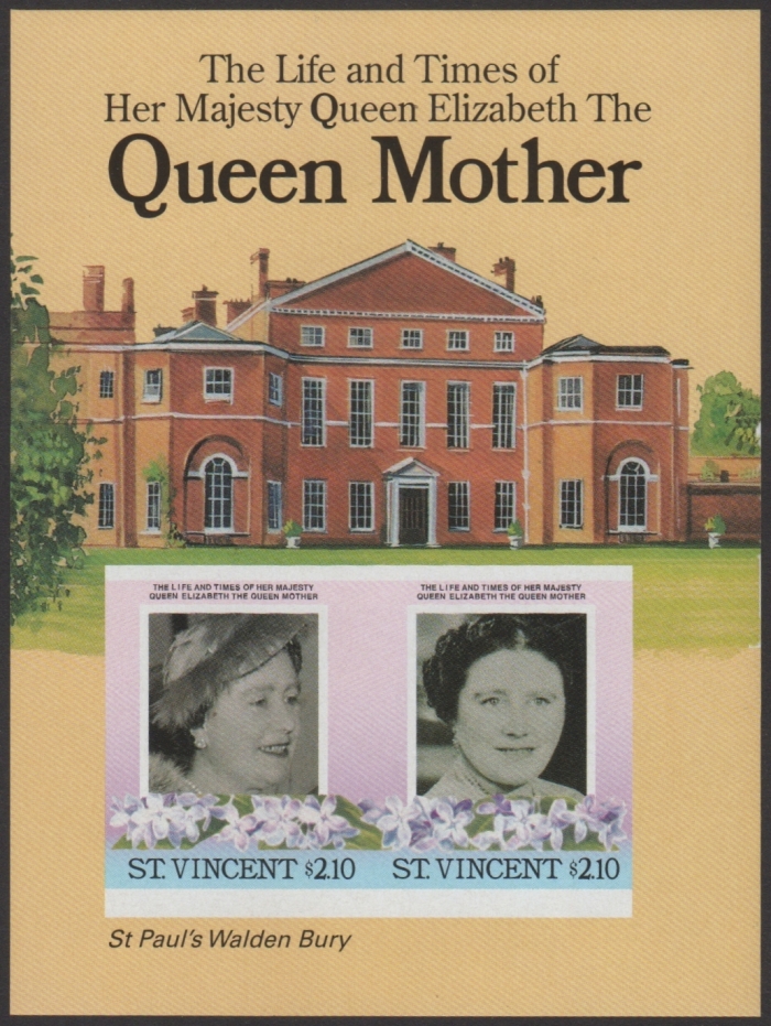 Saint Vincent 1985 Queen Elizabeth 85th Birthday Stamp Forgery Souvenir Sheet