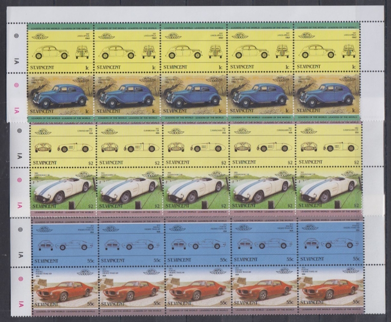 Saint Vincent 1985 Leaders of the World Automobiles 3rd Series Forgery Set