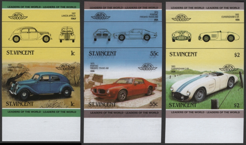 Saint Vincent 1985 Leaders of the World Automobiles 3rd Series Imperforate Forgery Set