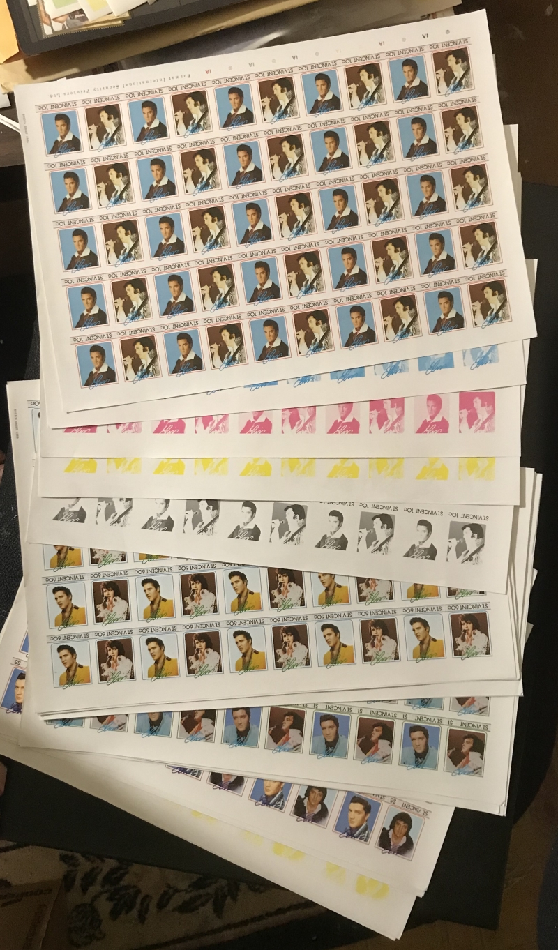 Saint Vincent 1985 Elvis Presley Inverted Frame Error Stamp Color Proof Forgeries