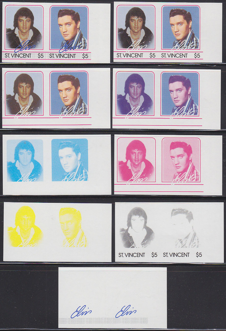 Saint Vincent 1985 Elvis Presley Genuine Stamp Color Proof Set