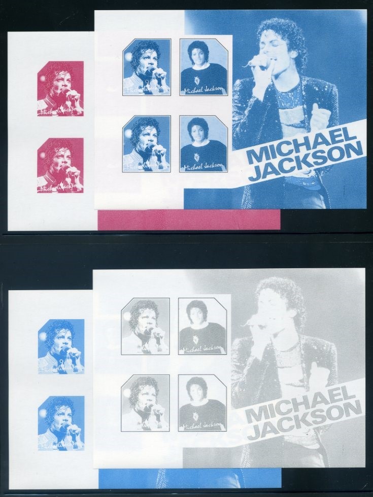 The Forged Unauthorized Reprint Michael Jackson Scott 899 Progressive Color Proofs of the Souvenir Sheet Part B