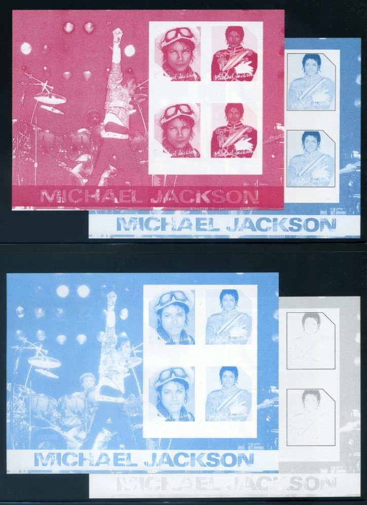 The Forged Unauthorized Reprint Michael Jackson Scott 901 Progressive Color Proofs of the Souvenir Sheet Part B