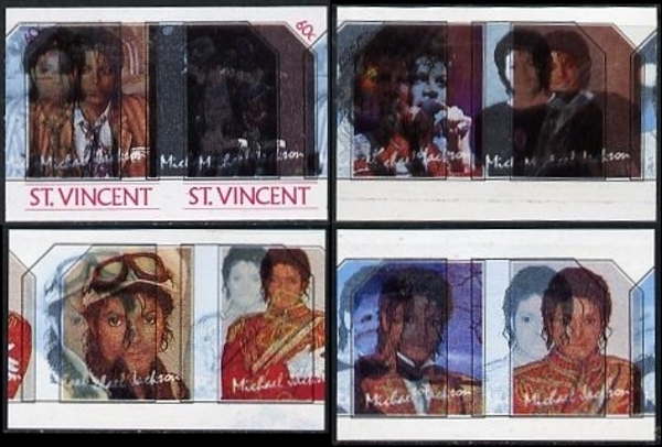 The 1985 Michael Jackson Shifted Color Ghost Print Error Stamps