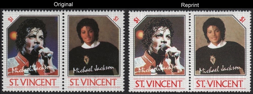 The Unauthorized Reprint Michael Jackson Scott 895 Pair with Original Pair for Comparison