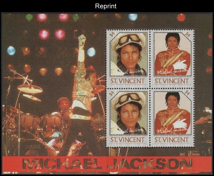 The Forged Unauthorized Reprint Michael Jackson Scott 901 Souvenir Sheet