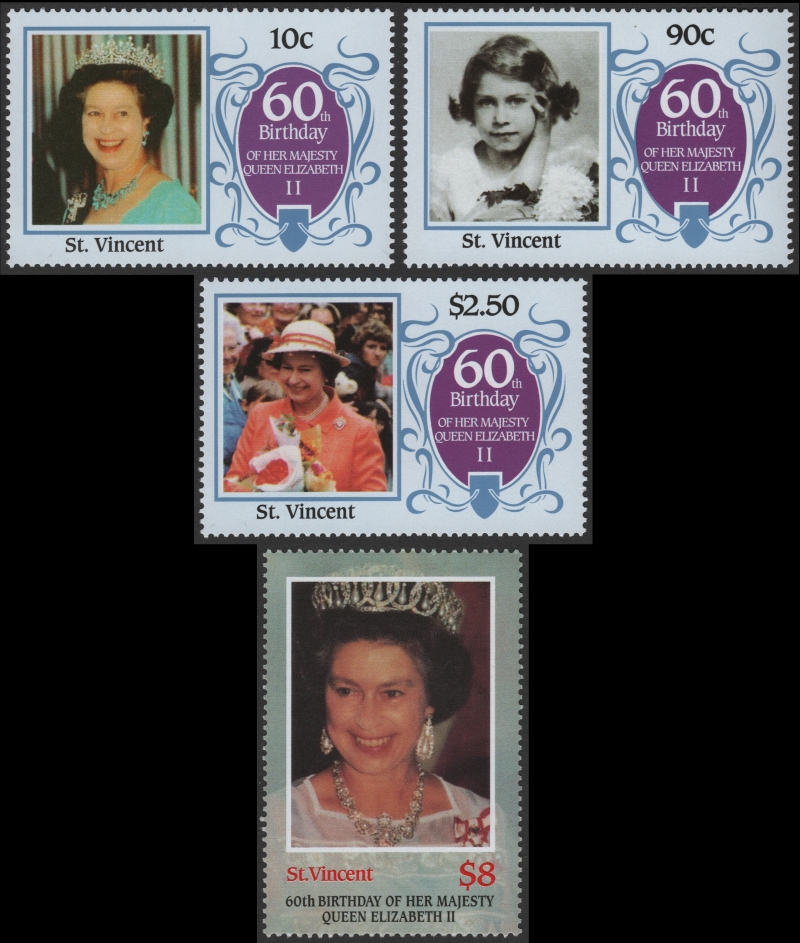 Saint Vincent 1986 60th Birthday of Queen Elizabeth II Forgery Set