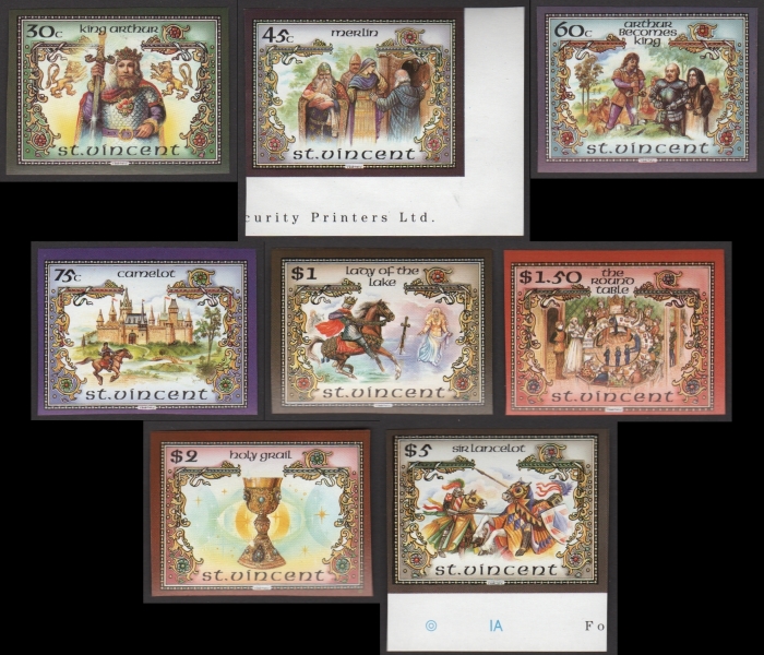 Saint Vincent 1986 Legend of King Arthur Imperforate Stamps