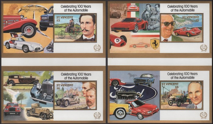 1987 Century of Motoring Souvenir Sheet Perforated Un-numbered Proof Pairs